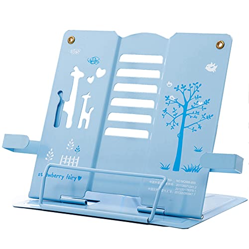 Ouceanwin Metall Buchstützen Kinder, Buchständer Schule Leseständer Kinder, Cartoon Muster Bücherregal Verstellbar Book Stand Klappbarer Buchständer für Lesen, Küche Büro Schule von Ouceanwin