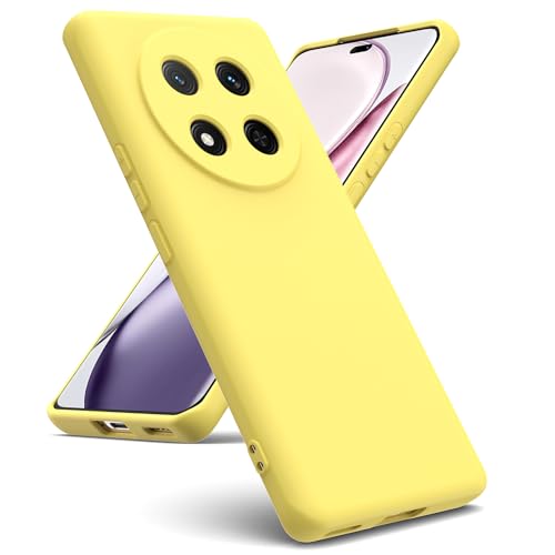 Oududianzi - Hülle Kompatibel mit Honor Magic 7 Lite 5G Hülle, [Flüssigsilikonhülle] [Innenseite Mikrofaser] Weiche TPU Schutzhülle aus Gummi Stoßfeste Silikongel Fall Hülle - Gelb von Oududianzi