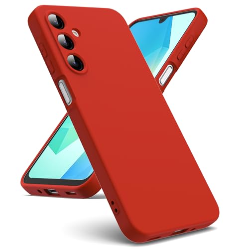 Oududianzi - Hülle Kompatibel mit Samsung Galaxy A16 4G / 5G Hülle, [Flüssigsilikonhülle] [Innenseite Mikrofaser] Weiche TPU Schutzhülle aus Gummi Stoßfeste Silikongel Fall Hülle - Rot von Oududianzi