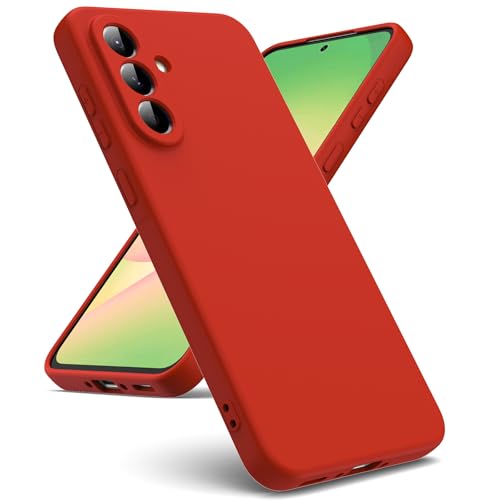 Oududianzi - Hülle Kompatibel mit Samsung Galaxy A56 5G Hülle, [Flüssigsilikonhülle] [Innenseite Mikrofaser] Weiche TPU Schutzhülle aus Gummi Stoßfeste Silikongel Fall Hülle - Rot von Oududianzi