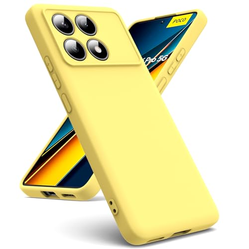 Oududianzi - Hülle Kompatibel mit Xiaomi Poco X6 Pro 5G Hülle, [Flüssigsilikonhülle] [Innenseite Mikrofaser] Weiche TPU Schutzhülle aus Gummi Stoßfeste Silikongel Fall Hülle - Gelb von Oududianzi