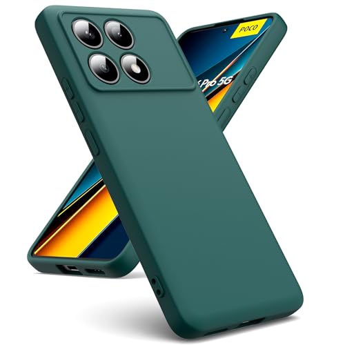 Oududianzi-Hülle Kompatibel mit Xiaomi Poco X6 Pro 5G Hülle, [Flüssigsilikonhülle] [Innenseite Mikrofaser] Weiche TPU Schutzhülle aus Gummi Stoßfeste Silikongel Fall Hülle - Nachtgrün von Oududianzi