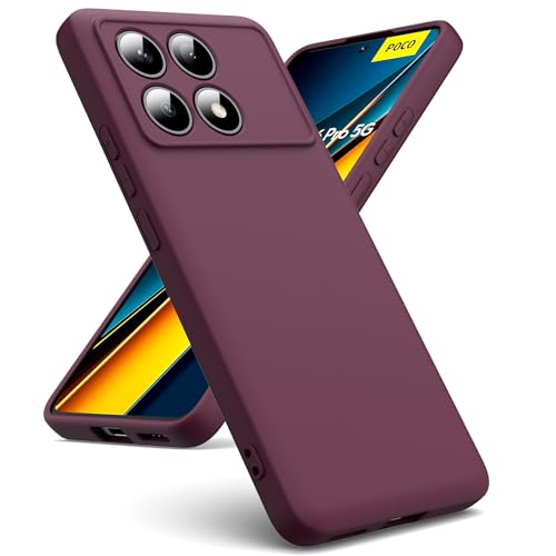 Oududianzi - Hülle Kompatibel mit Xiaomi Poco X6 Pro 5G Hülle, [Flüssigsilikonhülle] [Innenseite Mikrofaser] Weiche TPU Schutzhülle aus Gummi Stoßfeste Silikongel Fall Hülle - Weinrot von Oududianzi