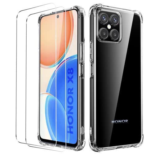 Oududianzi - Hülle für Honor X8 Handyhülle, mit 2 Stück Display Schutzfolie, Weiche Transparent Silikonhülle mit Stoßfestem Luftkissen-Stoßstange Oududianzi - Hülle für Honor X8 Handyhülle, mit 2 Stück Display Schutzfolie, Weiche Transparent Silikonhülle mit Stoßfestem Luftkissen-Stoßstange von Oududianzi