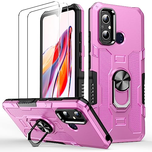 Oududianzi - Schutzhülle für Xiaomi Redmi 12C Case, [2 x Hartglas] [drehbarer Stereo-Ständer] [Militärischer PC + TPU Silikon] Schutzhülle stoßfest – Rosa von Oududianzi