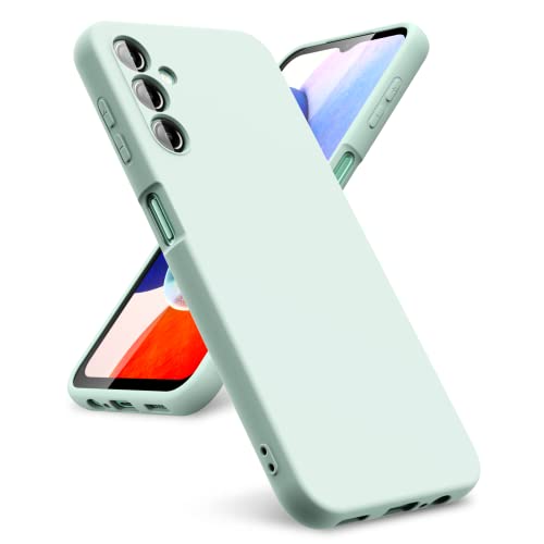 Oududianzi - Schutzhülle kompatibel mit Samsung Galaxy A14 4G/5G [flüssiges Silikon] [Innenseite Mikrofaser] Weich aus Gummi, stoßfest, Bumper, Minzgrün von Oududianzi