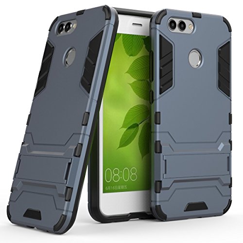 Ougger Handyhülle für Huawei nova 2 Hülle Schale Tasche, Schutz Schon [Kickstand] Leicht Armor Hülle Schutz SchutzHülle Cover Hart PC + Soft TPU Gummi Haut (Schwarz) von Ougger