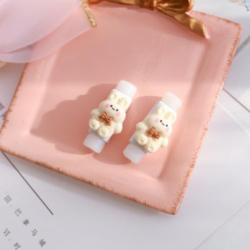 Ouitble Kabelschutz USB Kabelschutz Cartoon Cute Phone Ladekabel Kopfhörer Schutzhülle Weiß Kaninchen Design von Ouitble