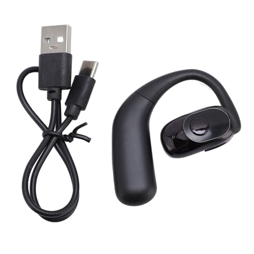 Ouitble Kopfhörer Kabellos Bluetooth 5.4 Open Ear Einzeln Sportkopfhörer Kabellos 180° Drehung mit Ohrhaken USB C Kabel für Business Autofahren Büro (Schwarz) von Ouitble