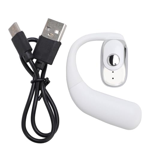 Ouitble Kopfhörer Kabellos Bluetooth 5.4 Open Ear Einzeln Sportkopfhörer Kabellos 180° Drehung mit Ohrhaken USB C Kabel für Business Autofahren Büro (Weiß) von Ouitble