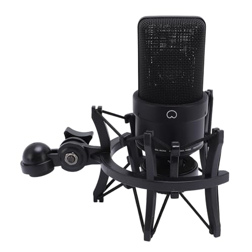 Ouitble XLR Studio Mikrofon 26mm Großmembran Kondensatormikrofon mit Schockhalterung für Musikproduktion Gesangsaufnahmen und Podcasts (Schwarz) von Ouitble