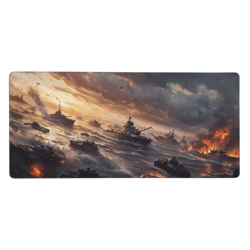 Gaming Mauspad XXL 900 x 300 mm, Meer Mauspad Krieg Schreibtischunterlage mit Rutschfester Gummiboden, Wasserdicht Gaming Mousepad Gaming Zubehör für Verbessert Geschwindigkeit und Präzision -873 von Oujkeef