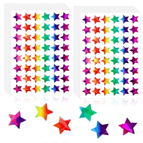 Ouligay 1920 Stück Sternaufkleber Selbstklebende Laser Star Stickers Bunte Laser Sternaufkleber für Lernen Belohnungen Büro Marker DIY Party Karten Herstellung Von Karnevalsde von Ouligay