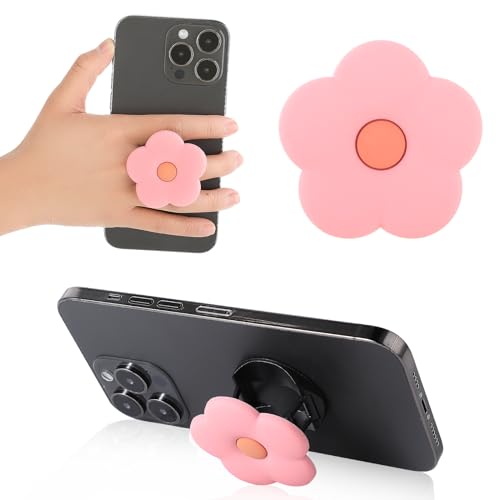 Ouligay Handyschlaufen Fingerhalter Silikon Fingerhalter Handy Rosa Niedliche Blumen Handy Fingerhalter Erweiterbar Handy Griff für Smartphone,Tablet,Handy Zubehör von Ouligay