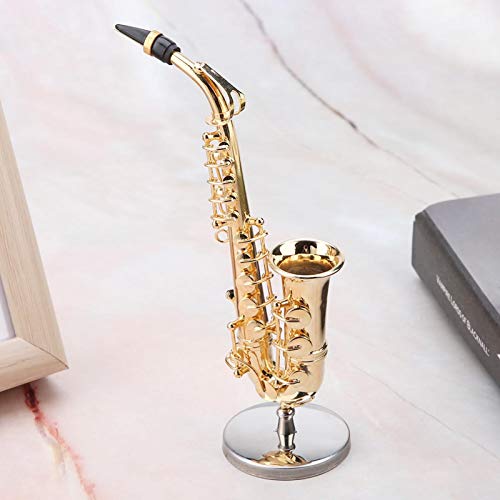 Oumefar Miniatur-Altsaxophon-Modell Miniatur Saxophon Modell mit Ständer und Gehäuse Vergoldetes Instrument Modell Ornamente Desktop-Musikinstrument Oumefar Miniatur-Altsaxophon-Modell Miniatur Saxophon Modell mit Ständer und Gehäuse Vergoldetes Instrument Modell Ornamente Desktop-Musikinstrument von Oumefar
