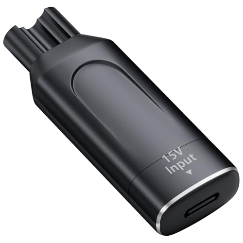 Oumida 15V HQ8505 Typ-C Rasierer Ladegerät Adapter Ladekonverter für Philips Norelco HQ8505 7000 5000 3000 Serie,OneBlade QP6520 QP6530 QP6510, USB-C Rasierer Konverter (Ohne Kabel) (Schwarz) von Oumida