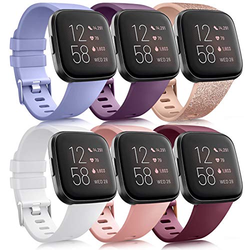 Oumida 6 Pack Kompatibel für Fitbit Versa 2/Versa/Versa Lite Armband, Silikon Sport Klassisch Ersatzarmband (D, S) von Oumida