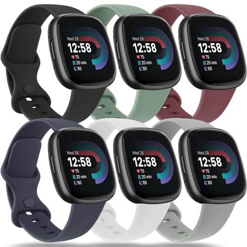 Oumida 6 Stück Armband für Fitbit Versa 3/4, Sense/Sense 2 - Weiches Silikon Sport Ersatzband für Damen und Herren (APack, S) von Oumida
