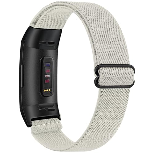 Oumida Armband für Fitbit Charge 4 Armband/Fitbit Charge 3 Armband, Weiches Elastisch Nylon Ersatzarmband für Fitbit Charge 3 Armband/Fitbit Charge 4 Armband für Damen Herren (Sternenlicht) von Oumida