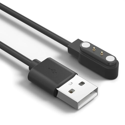Oumida Ladekabel für AGPTEK LW11, Ticwatch GTX, YAMAY SW022 Ladegerät, USB Charger Cable Dock Kabel für Xiaomi Haylou Solar LS05 - (4mm Abstand von 2 Ladestiften) (Schwarz) von Oumida