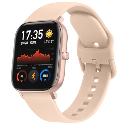 Oumida für Amazfit GTS/Amazfit GTS 2/Amazfit GTS 2 Mini Armband, Weiches Silikon Ersatzarmband für Amazfit Bip/Bip U/Bip Lite/Bip S/Bip 3/GTS 2e/GTS 3/GTS 4/GTS 4 Mini/GTR 42mm (Aprikosenrosa) von Oumida