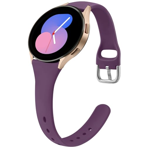 Oumida für Samsung Galaxy Watch 6/Watch 5 Armband/Watch 4 Armband, Schlank Weiches Silikon 20mm Ersatz Armband für Samsung Galaxy Watch 4 Classic/Watch Active 2 40mm 44mm (Dunkelviolett) von Oumida