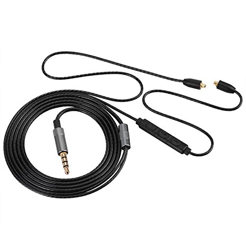 Kopfhörerkabel,3.5mm Klinke - 250D Nylon,30-Core DIY Upgrade Audio Kabel - Unterstützung Pause/Play-Taste,Mit Mikrofon - Unterstützung Anruf annehmen,für MMCX Stecker SE215 SE425 SE535(schwarz) von Oumij