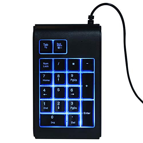 Oumij1 Hintergrundbeleuchtete Zifferntastatur - -USB-Ziffern-Tastatur - Mechanisches Gefühl mit 19 Tasten - Dreifarbige Atmung - für Büro- / Heim-Laptops(schwarz) von Oumij1