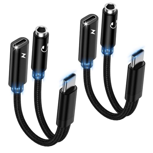 USB C Kopfhörer Adapter und Laden, 2Pack 2-in-1 USB C auf 3,5mm Aux Kopfhörer Adapter PD Schnellladung Type C auf 3.5mm Klinke Adapter für Samsung S24 S23 S22 A54 A55 A53 A34 A23 A33 A14,iPhone15/16 USB C Kopfhörer Adapter und Laden, 2Pack 2-in-1 USB C auf 3,5mm Aux Kopfhörer Adapter PD Schnellladung Type C auf 3.5mm Klinke Adapter für Samsung S24 S23 S22 A54 A55 A53 A34 A23 A33 A14,iPhone15/16 von Ouorkee