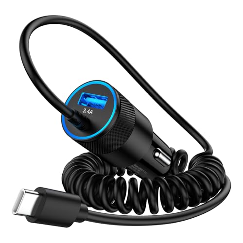 Upgrade 3.4A Zigarettenanzünder USB C Adapter, 2 Häfen USB-C Kfz-Ladegerät mit 1.2M Schnell Spiral Typ C Kabel, Auto ladegerät für iPhone 16/15, Samsung S25/S24/S23/S21/A55/A16/Z Fold6/Z Flip5 usw Upgrade 3.4A Zigarettenanzünder USB C Adapter, 2 Häfen USB-C Kfz-Ladegerät mit 1.2M Schnell Spiral Typ C Kabel, Auto ladegerät für iPhone 16/15, Samsung S25/S24/S23/S21/A55/A16/Z Fold6/Z Flip5 usw von Ouorkee