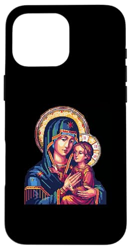 Pixelkunst Unserer Lieben Frau von Perpetual Help Hülle für iPhone 16 Pro Max von Our Lady Of Perpetual Help Catholic Religious