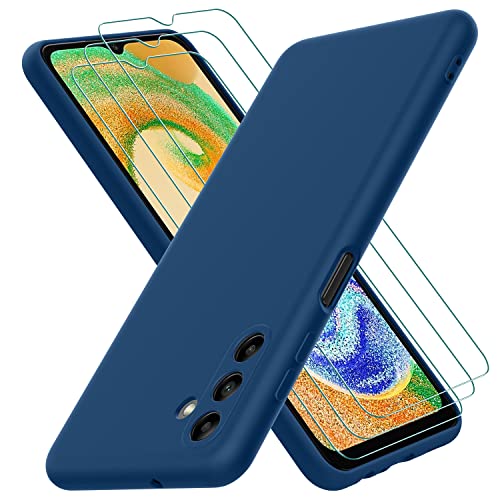 Hülle kompatibel mit Samsung Galaxy A13 5G / A04S, mit 3 Stück Panzerglas Schutzfolie, Handyhülle für Samsung Galaxy A04S Silikon gummiert, Handy Case in Blau von Oureidoo