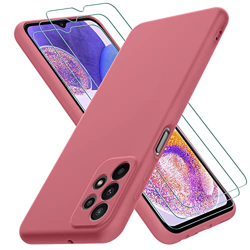 Hülle kompatibel mit Samsung Galaxy A23 5G / A23 4G, mit 3 Stück Schutzfolie, Handyhülle für Samsung Galaxy A23 5G / A23 4G Silikon gummiert, Handy Case in Rot von Oureidoo