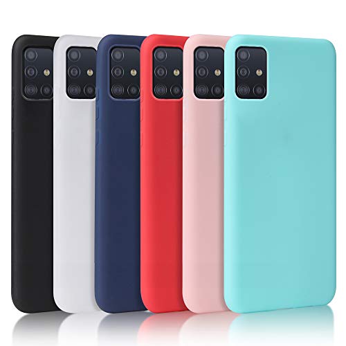 Oureidoo [6 Stücke] Samsung Galaxy A51 Hülle, Handyhülle für Samsung Galaxy A51, Handy Case in Schwarz + Transparent + Blau + Rot + Rosa + Minzgrün von Oureidoo