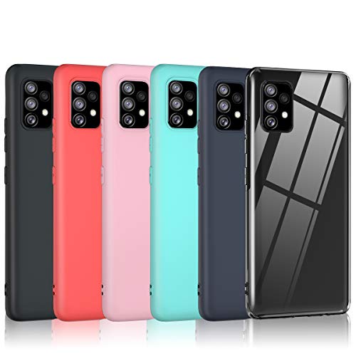 Oureidoo [6 Stücke] Samsung Galaxy A52S 5G / A52 4G / 5G Hülle, Handyhülle für Samsung Galaxy A52 5G, Handy Case in Transparent + Schwarz + Blau + Rot + Rosa + Minzgrün von Oureidoo