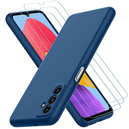 Oureidoo Hülle für Samsung Galaxy M13 4G, mit 3 Stück Schutzfolie, Dünne Weiche TPU Silikon Stoßfest Schutzhülle Handyhülle Kratzfest Case in Blau von Oureidoo