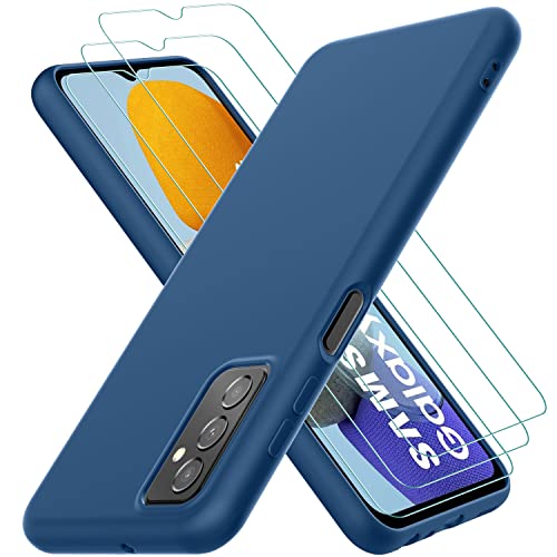 Oureidoo Hülle für Samsung Galaxy M23 5G, mit 3 Stück Schutzfolie, Dünne Weiche TPU Silikon Stoßfest Schutzhülle Handyhülle Kratzfest Handy Case in Blau von Oureidoo