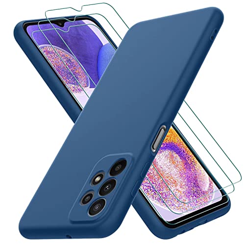 Oureidoo Hülle kompatibel mit Samsung Galaxy A23 5G / A23 4G, mit 3 Stück Schutzfolie, Handyhülle für Samsung Galaxy A23 5G / A23 4G Silikon gummiert, Handy Case in Blau von Oureidoo