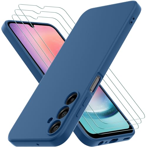 Oureidoo Hülle kompatibel mit Samsung Galaxy A25 5G mit 3 Stück Panzerglas Schutzfolie, Handyhülle für Samsung Galaxy A25 5G Silikon gummiert, Handy Case in Blau Oureidoo Hülle kompatibel mit Samsung Galaxy A25 5G mit 3 Stück Panzerglas Schutzfolie, Handyhülle für Samsung Galaxy A25 5G Silikon gummiert, Handy Case in Blau von Oureidoo