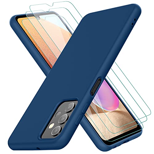 Oureidoo Hülle kompatibel mit Samsung Galaxy A32 5G / M32 5G, mit 3 Stück Panzerglas Schutzfolie, Handyhülle für Samsung Galaxy A32 5G / M32 5G Silikon gummiert, Handy Case in Blau von Oureidoo