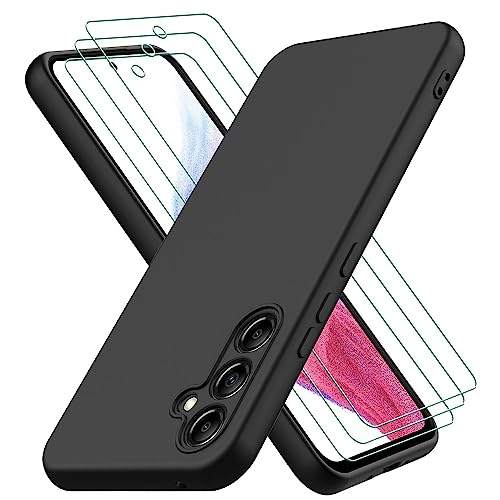 Oureidoo Hülle kompatibel mit Samsung Galaxy A54 5G, mit 3 Stück Schutzfolie, Handyhülle für Samsung Galaxy A54 5G Silikon gummiert, Handy Case in Schwarz von Oureidoo