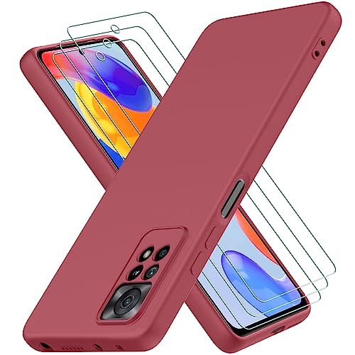 Oureidoo Hülle kompatibel mit Xiaomi Redmi Note 11 PRO 4G / 5G / Redmi Note 11E PRO 5G, mit 3 Stück Panzer Schutz Glas, Handyhülle Silikon gummiert, Handy Case in Weinrot Oureidoo Hülle kompatibel mit Xiaomi Redmi Note 11 PRO 4G / 5G / Redmi Note 11E PRO 5G, mit 3 Stück Panzer Schutz Glas, Handyhülle Silikon gummiert, Handy Case in Weinrot von Oureidoo