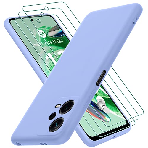 Oureidoo Hülle kompatibel mit Xiaomi Redmi Note 12 5G / Xiaomi Poco X5 5G, mit 3 Stück Schutzfolie, Handyhülle für Xiaomi Redmi Note 12 5G / Xiaomi Poco X5 5G Silikon gummiert, Handy Case in Violett von Oureidoo