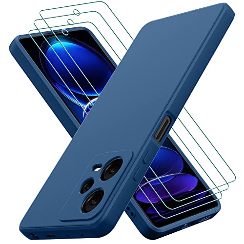 Oureidoo Hülle kompatibel mit Xiaomi Redmi Note 12 Pro 5G, mit 3 Stück Schutzfolie, Handyhülle für Xiaomi Redmi Note 12 Pro 5G Silikon gummiert, Handy Case in Blau von Oureidoo