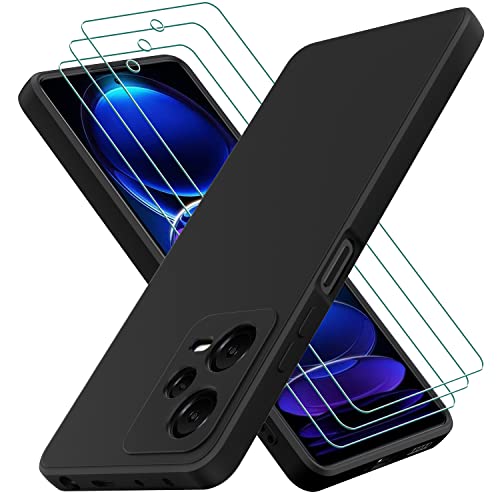 Oureidoo Hülle kompatibel mit Xiaomi Redmi Note 12 Pro 5G, mit 3 Stück Schutzfolie, Handyhülle für Xiaomi Redmi Note 12 Pro 5G Silikon gummiert, Handy Case in Schwarz von Oureidoo