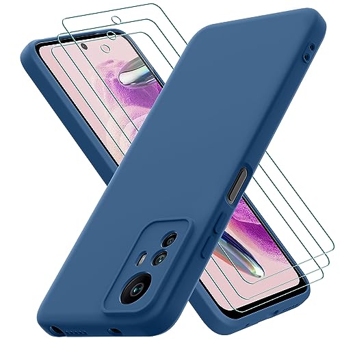 Oureidoo Hülle kompatibel mit Xiaomi Redmi Note 12S 4G, mit 3 Stück Schutzfolie, Handyhülle für Xiaomi Redmi Note 12S 4G Silikon gummiert, Handy Case in Blau von Oureidoo