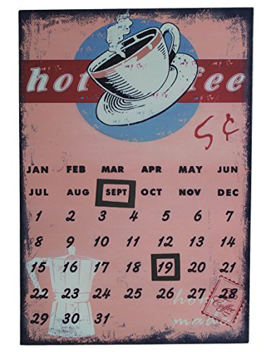 Out of the blue Ewiger Kalender Shabby Vintage Retro Look »Hot Coffee« Metall Pink von Out of the blue