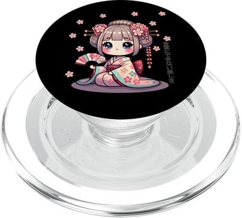 Geisha Kawaii Floral Kimono und Kirschblüten PopSockets PopGrip für MagSafe von Outcast Ape