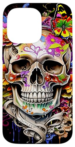 Hülle für iPhone 14 Pro Max Sugar Skull Inspired Colorful Vibrant Day of the Dead Hülle für iPhone 14 Pro Max Sugar Skull Inspired Colorful Vibrant Day of the Dead von Outcast Ape