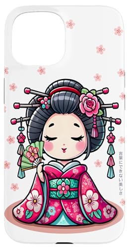 Hülle für iPhone 15 Geisha Blumen Kirschblüte Kawaii Stil von Outcast Ape